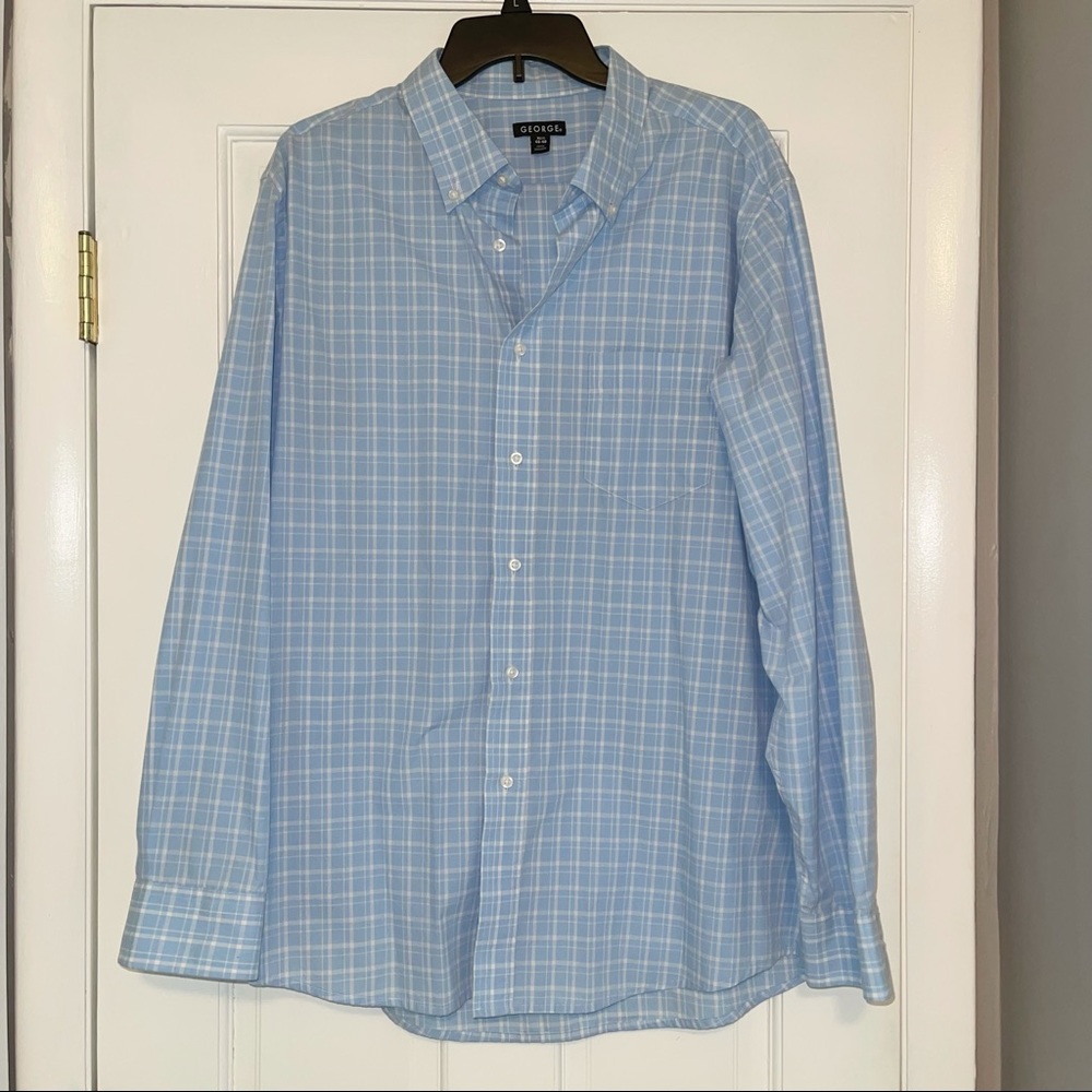 George checker design long sleeve buttondown shirt XL